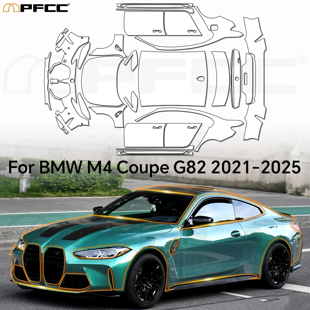 

For BMW M4 Coupe G82 2021-2024 Clear Vinyl Wrap TPU PPF 8.5Mil Pre-Cut Paint Protection Film Full Vehicle Kit Anti-Scratch Self