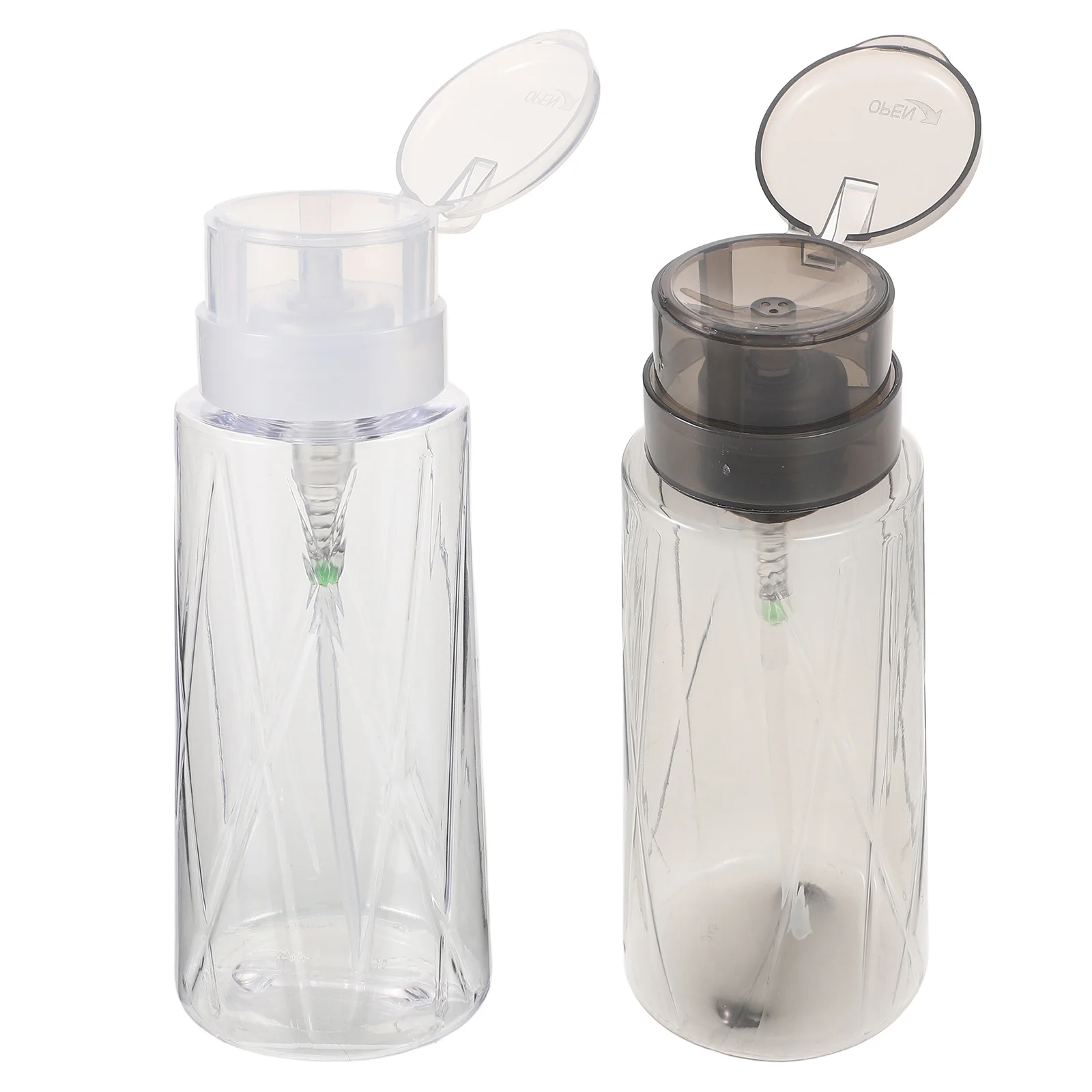 2개 네일 폴리시 용기 투명 푸시 다운 병 메이크업 리무버 리필 가능 누수 방지 네일 아트 용품