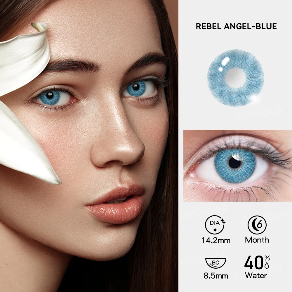 2pcs Colored Contact Lenses with Diopters Graduated Beautiful Pupil Prescription Correct Myopia Hydrophilic Cosmetics Accessory