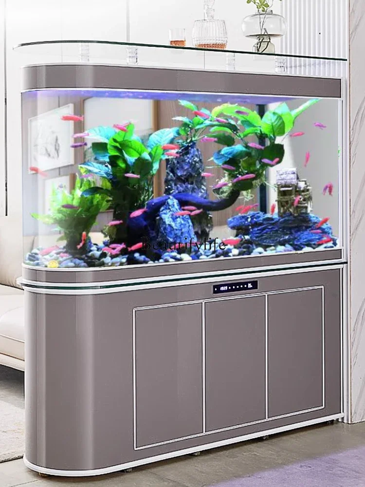 Ecological Fish Tank Large Floor Super White Fish Tank Change Water Household Mute Subareas Screens Aquarium