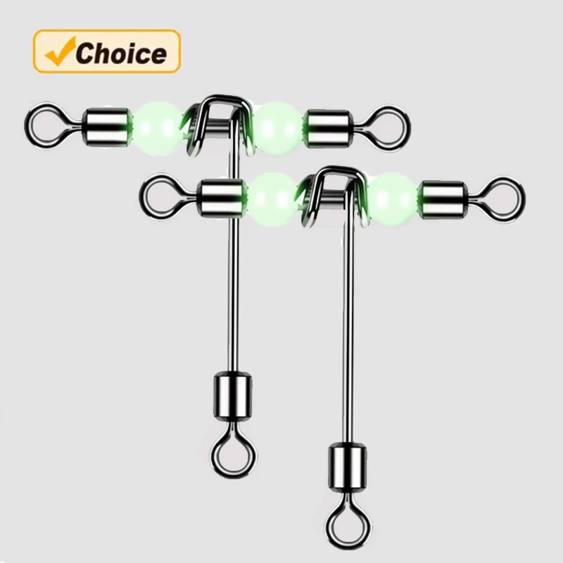 10Pcs 3Way Fishing Snaps Stainless Steel Safety Snap Luminous Fishing Clip Saltwater Freshwater Quick Change Fast Clip Connector