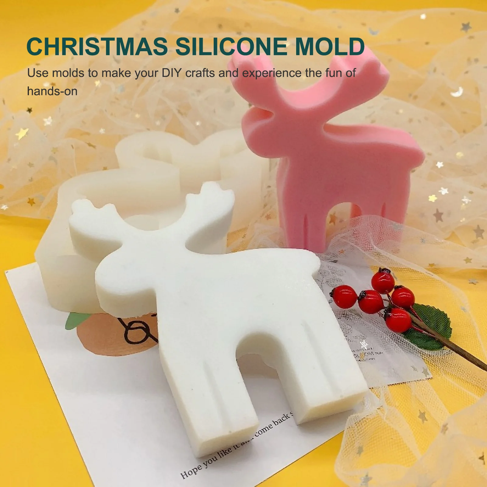 

Elk Shape DIY Aromatherapy Mold Reusable Silicone for Creative Home Decorations Xmas Present Mold