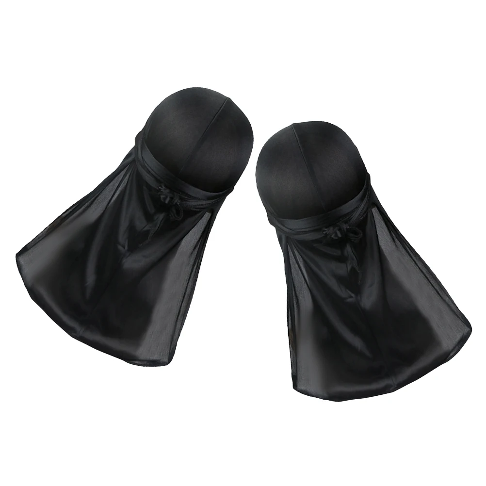 

2pcs Durag Festive Headwear Men Turban Headband Adult Captin Costume Pirate Caps Pirate Hat Hair Bonnet Long Strap