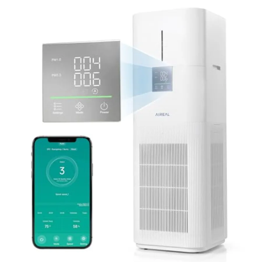 

Large room air purifier and humidifier combo: evaporative 7L humidifier, smart WiFi/voice control, advanced air quality sensor,