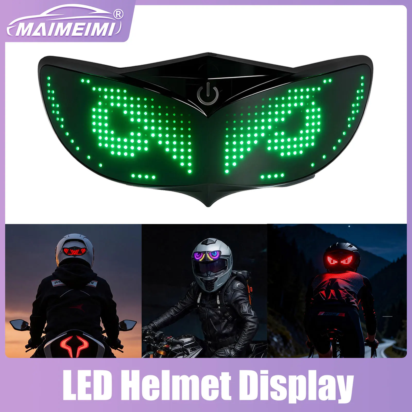 LED Motorcycle Helmet Display (Without Helmet) Helmet Tail Light with Customizable Patterns for Scooter Bicycle Bike RBG Screen
