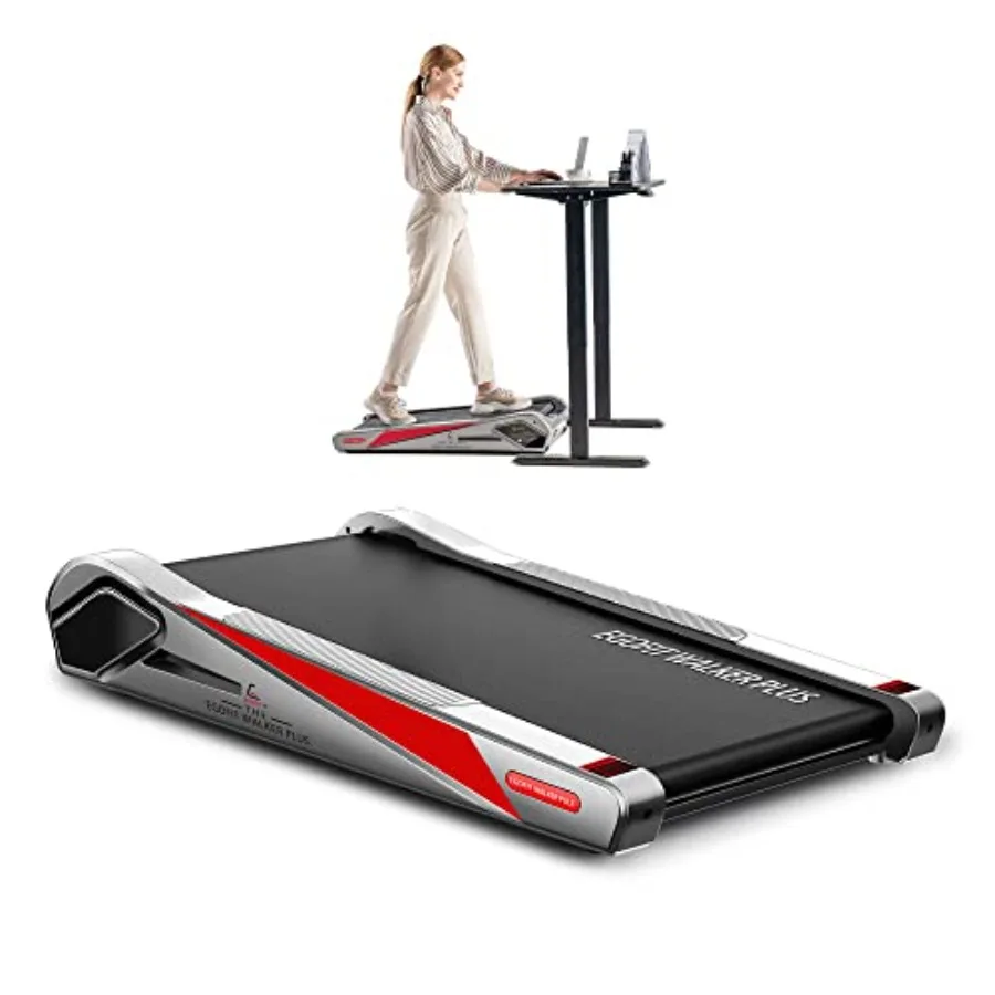 

Under Desk Treadmill Walking Pad Small Compact for Home Office with Fixed 5 Incline Black Matte Finish App and Remote Control