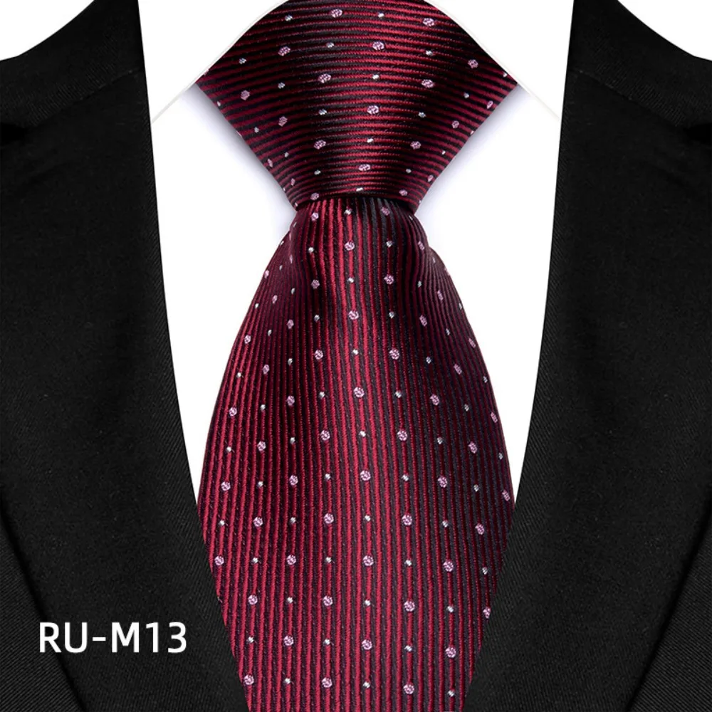 Classic Polyester Men's Ties Jacquard Woven Plaid & Dot Jacquard Woven Necktie 8cm*146cm Business Necktie Professional Wear