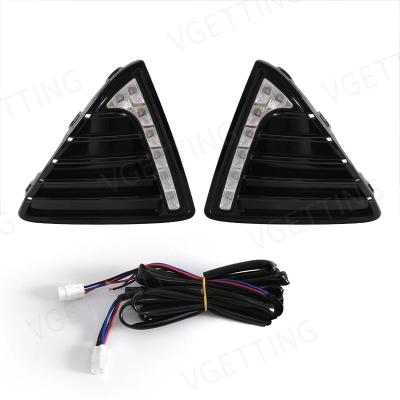 Car LED Daytime Running Lights DRL For Ford Focus 2012 2013 2014 2015 Yellow White Fog Lamp Turn Signal Driving 12V Accessories