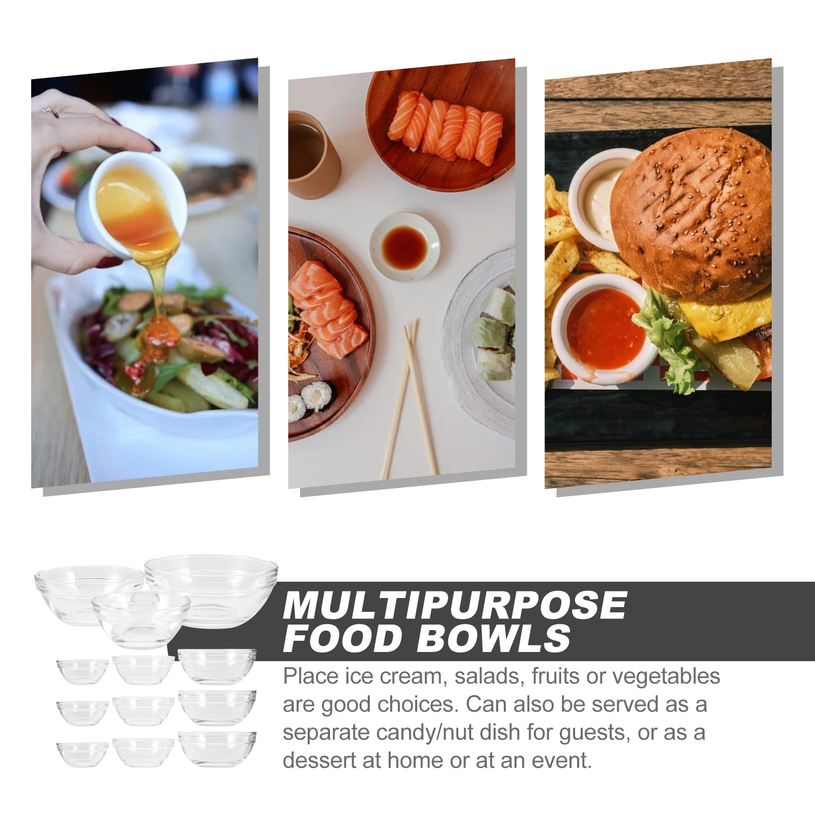 

12Pcs Creative Salad Bowls Household Noodle Bowl Stable Quality Material Simple Design Event Dining Multipurpose Dessert Bowls