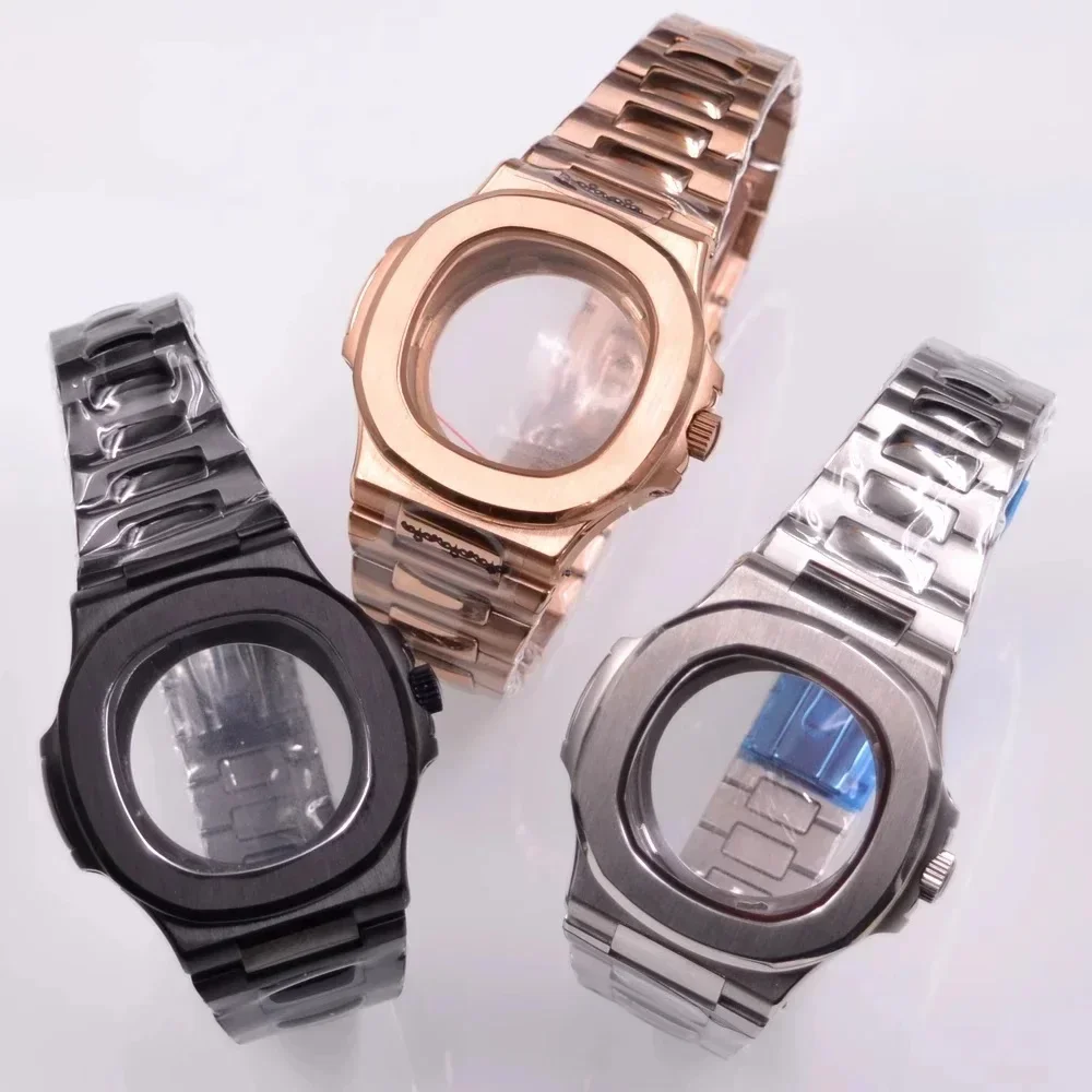 

41mm NH35 Case Strap Waterproof Stainless Steel Watch Case Bracelet Mod Parts for Nautilus NH36 Mechanical Movement 30.5mm Dial