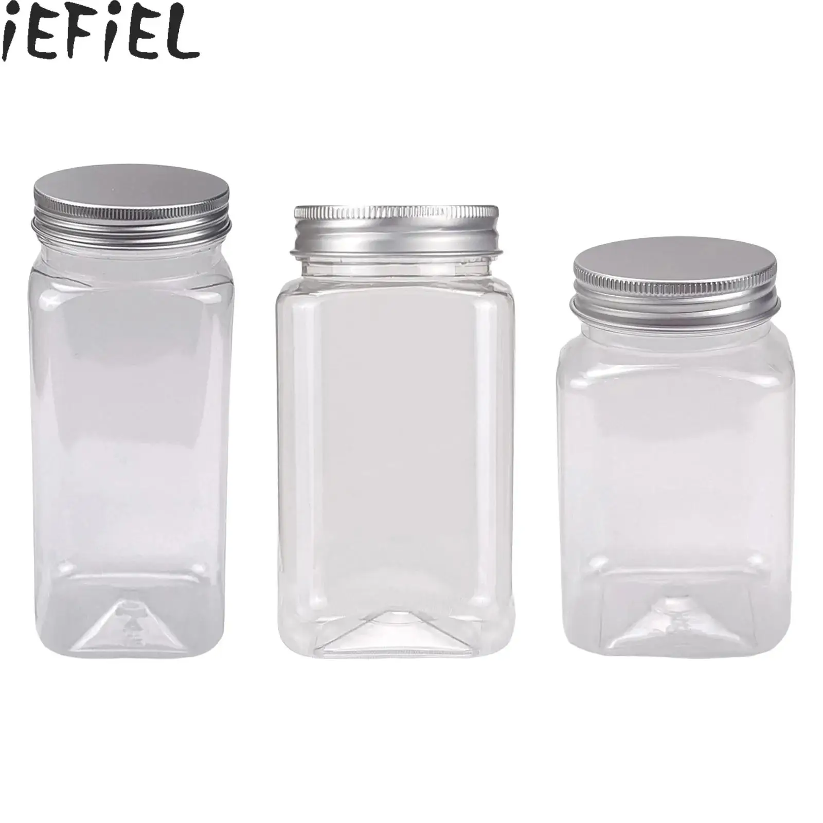 

4 Pack Clear Plastic Jars with Screw-On Lids BPA-Free Refillable Storage Containers for Food Crafts Kitchen Household Use