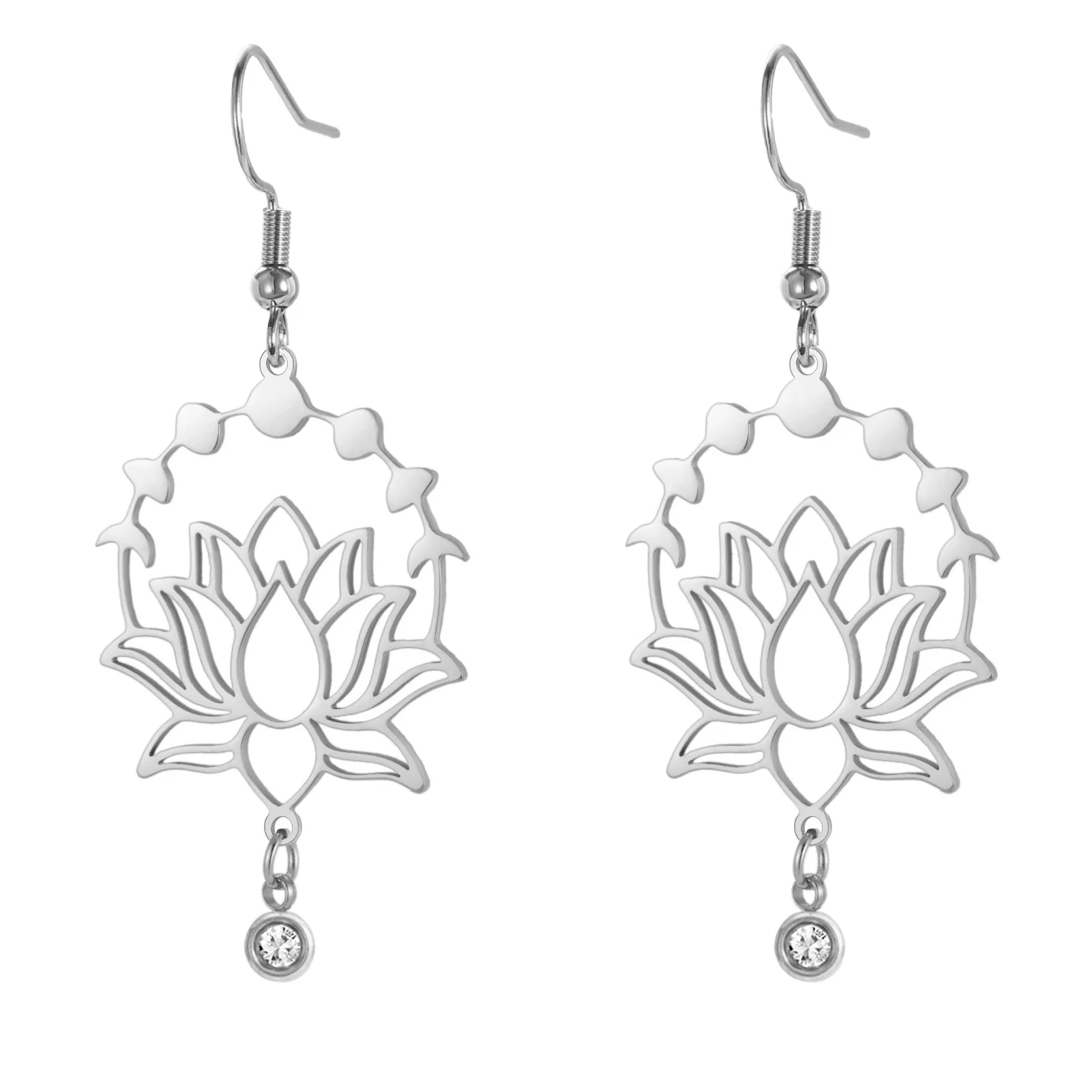Kitykiss Sweet Double Lotus Pendant Earrings Tassel DIY Earrings New Fashion Accessories