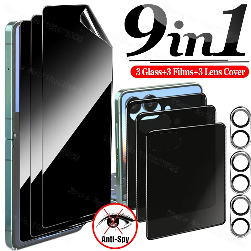 Privacy Hydrogel Film Screen Protector for Samsung Galaxy Z Flip 7 6 AntiSpy Back Tempered Glass Lens Cover for Z Flip7 FE Flip6