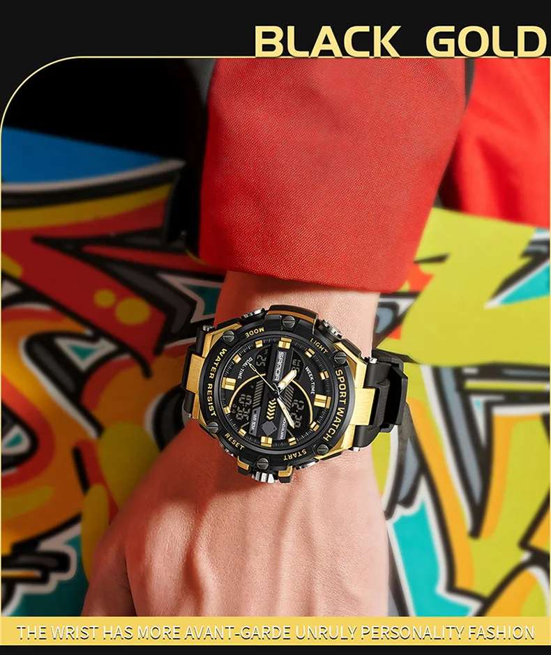 Sanda-Reloj de pulsera resistente al agua para hombre, cronógrafo multifuncional con modo de alarma, batería japonesa, nuevo diseño, 3185