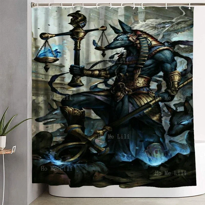 Bastet Cat Goddess And Anubis Death God Ancient Egypt Mythology Judge Of The Dead Shower Curtain By Ho Me Lili With Hooks