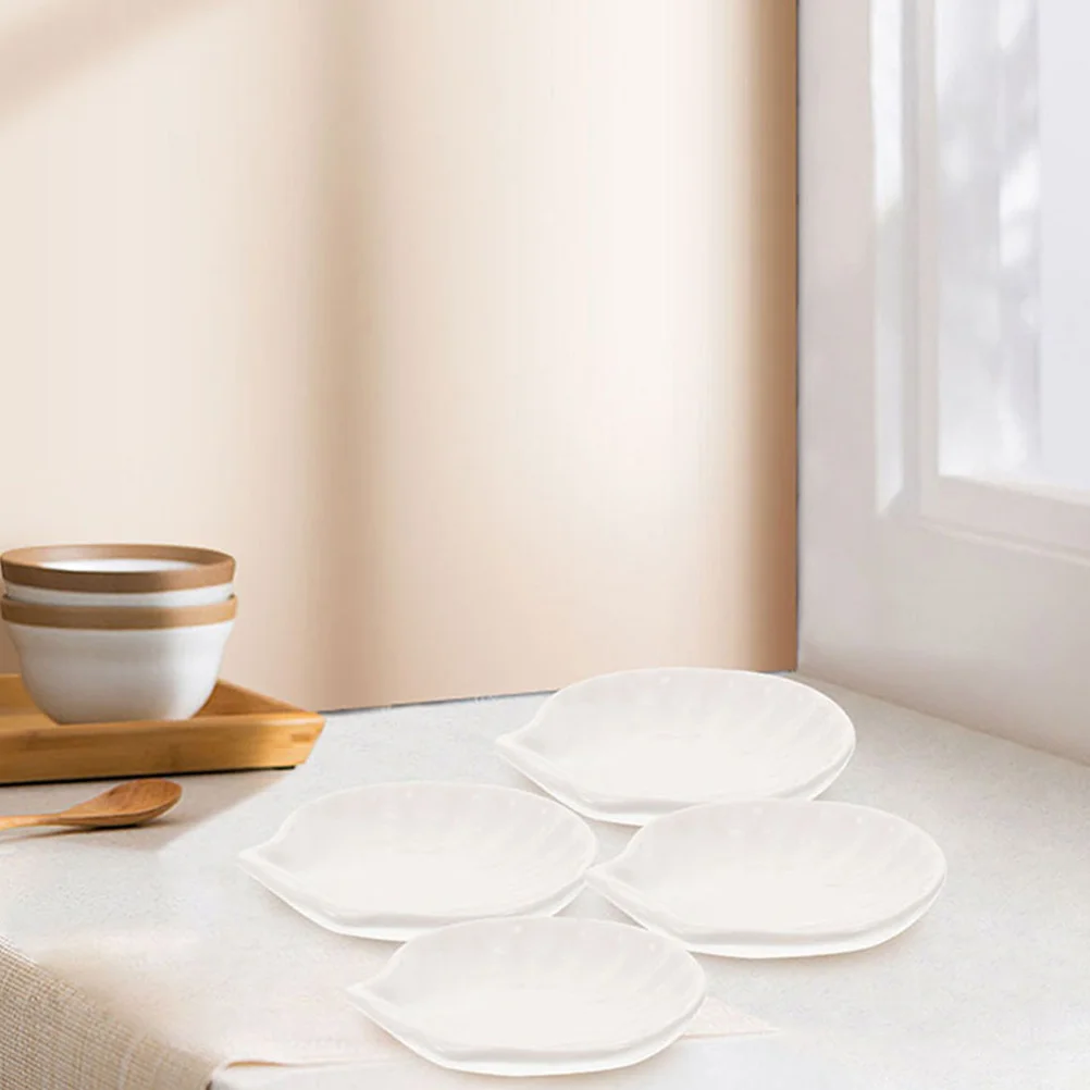 

Ceramic Tea Bag Holder Shell Shaped Dipping Sauce Plate for Home Hotel Restaurant Use Decorative Snack Dish Organizer