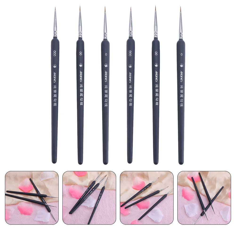 6 Pcs Langhao Hook Line Pen Watercolor Paint Pens Eye Liner Pencils Brushes Oil Painting Miniature Drawing