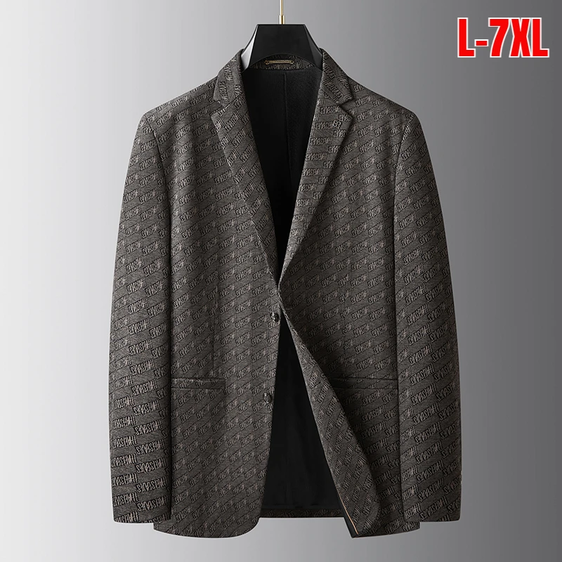 

Plus Size 7XL Jacquard Men's Blazers Luxury Single Breasted Business Casual Spring Autumn Male Suits Jackets Man Coats