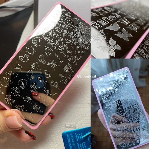 Imagen 2 del producto Placas de estampado de uñas, patrón de corteza de árbol, hojas, imagen de hidromasaje, plantilla de acero inoxidable, sellos para decoración de uñas, plantillas de plantilla geométrica