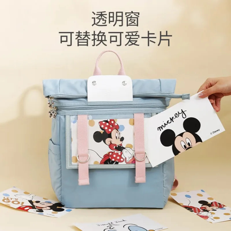 กระเป๋าถือดิสนีย์สุดหรูสำหรับคุณแม่ กระเป๋าเป้สะพายหลังขนาดใหญ่ กันน้ำ น้ำหนักเบาอเนกประสงค์ สีน้ำเงิน กระเป๋าเดินทาง