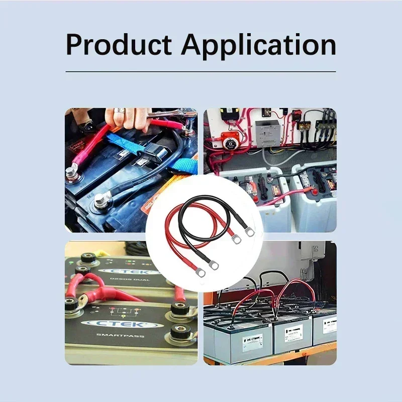 Battery Inverter Connection Cable Kit AWG0 2 4 6 7 8 10 Red Black With Tinned Copper Terminals M6 M8 M10