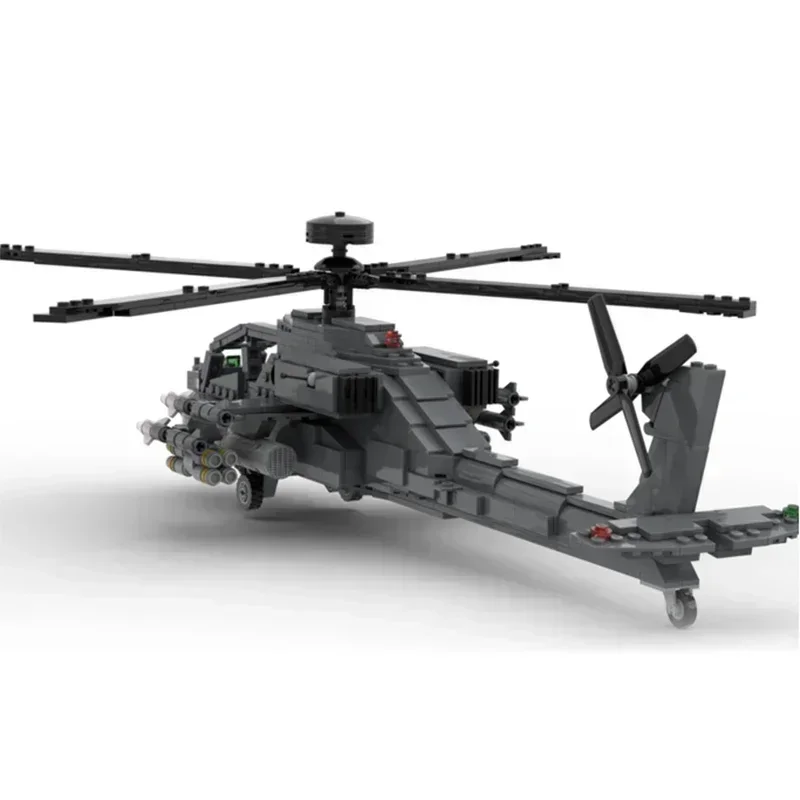 Modello di aereo militare Moc Mattoni da costruzione AH-64D Tecnologia di elicotteri Blocchi modulari Regali Giocattoli di Natale Set fai da te Assemblaggio