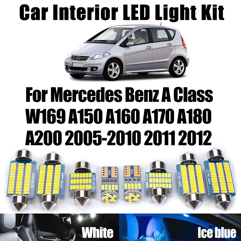 

12 шт. Canbus автомобильный светодиодный внутренний потолочный багажник с картой купольный светильник комплект для Mercedes Benz A Class W169 A150 A160 A170 A180 A200 2005-2012