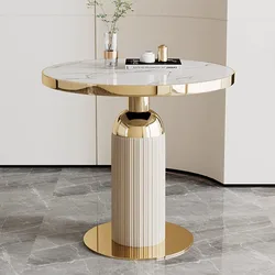 Table Basse Ronde Nordique en Métal Blanc, Meuble Minimaliste en Fer, Style Kaw240