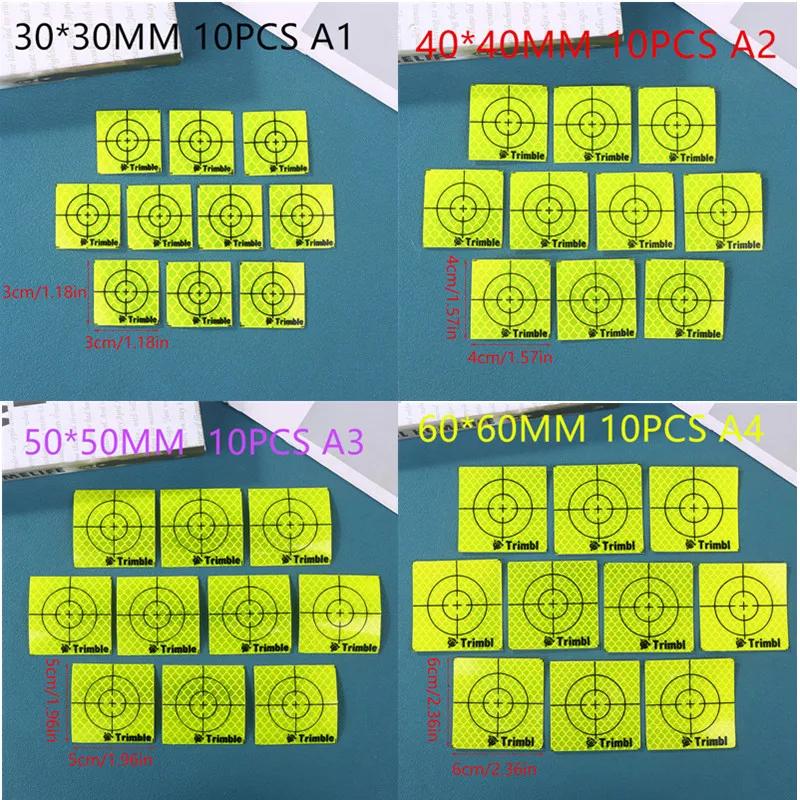 

10pcs Tianbao Total Station Reflector Measurement Reflector Tape Tunnel Measurement Reflector Tape Various Sizes 30-60mm