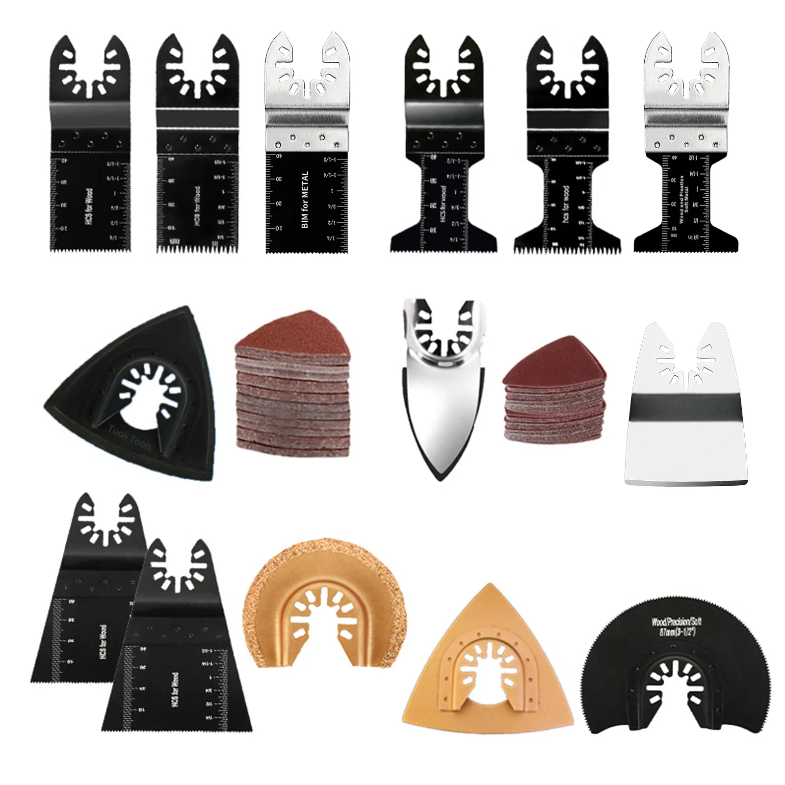 

124Pcs Oscillating Tool Accessories Suitable for Dewalt Makita Bosch , Universal Woodworking Saw Blades Swing Scraper Blades Set
