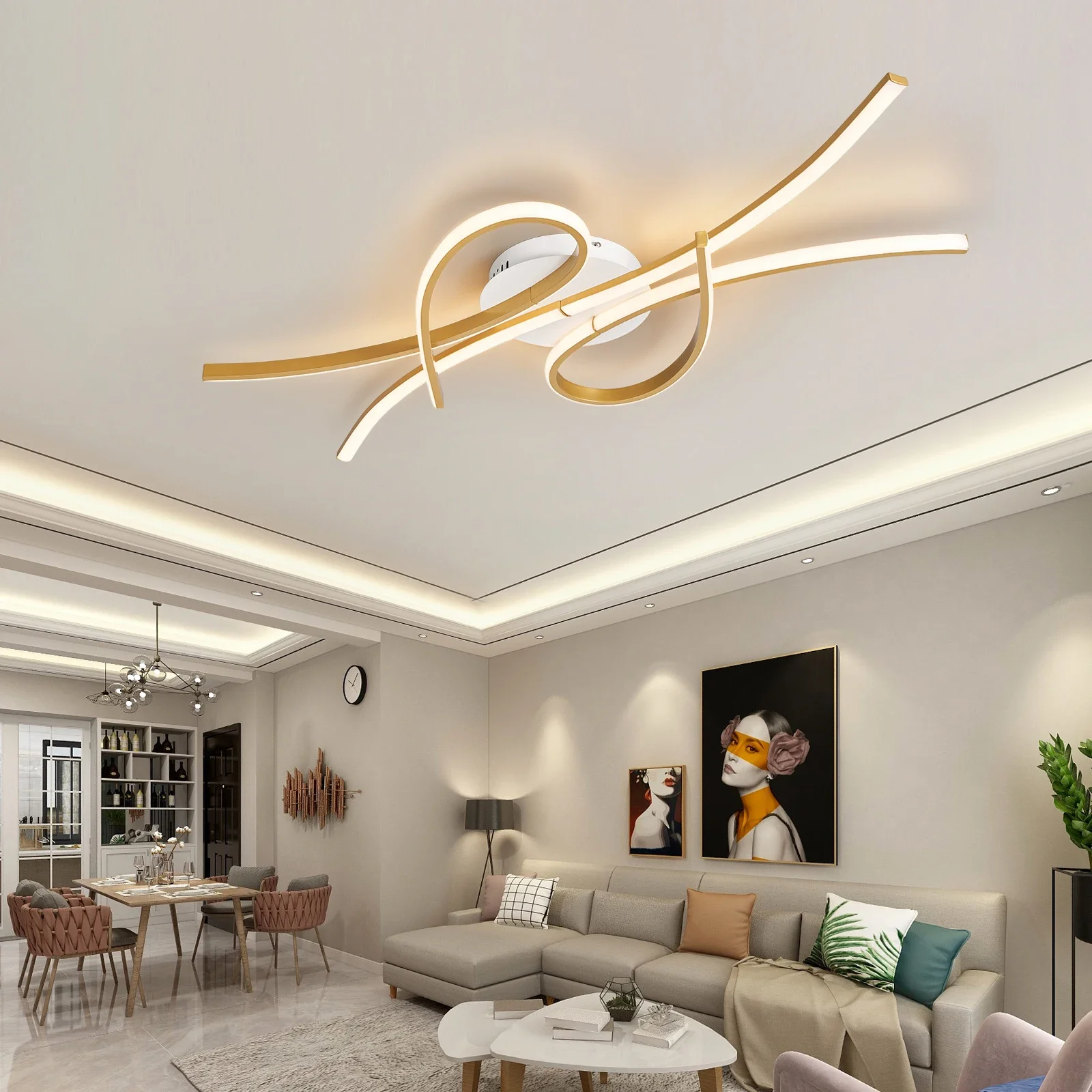 

Smart Home Alexa Modern led Chandelier for living room bedroom study room lampara techo black/Gold Modern Chandelier fixtures