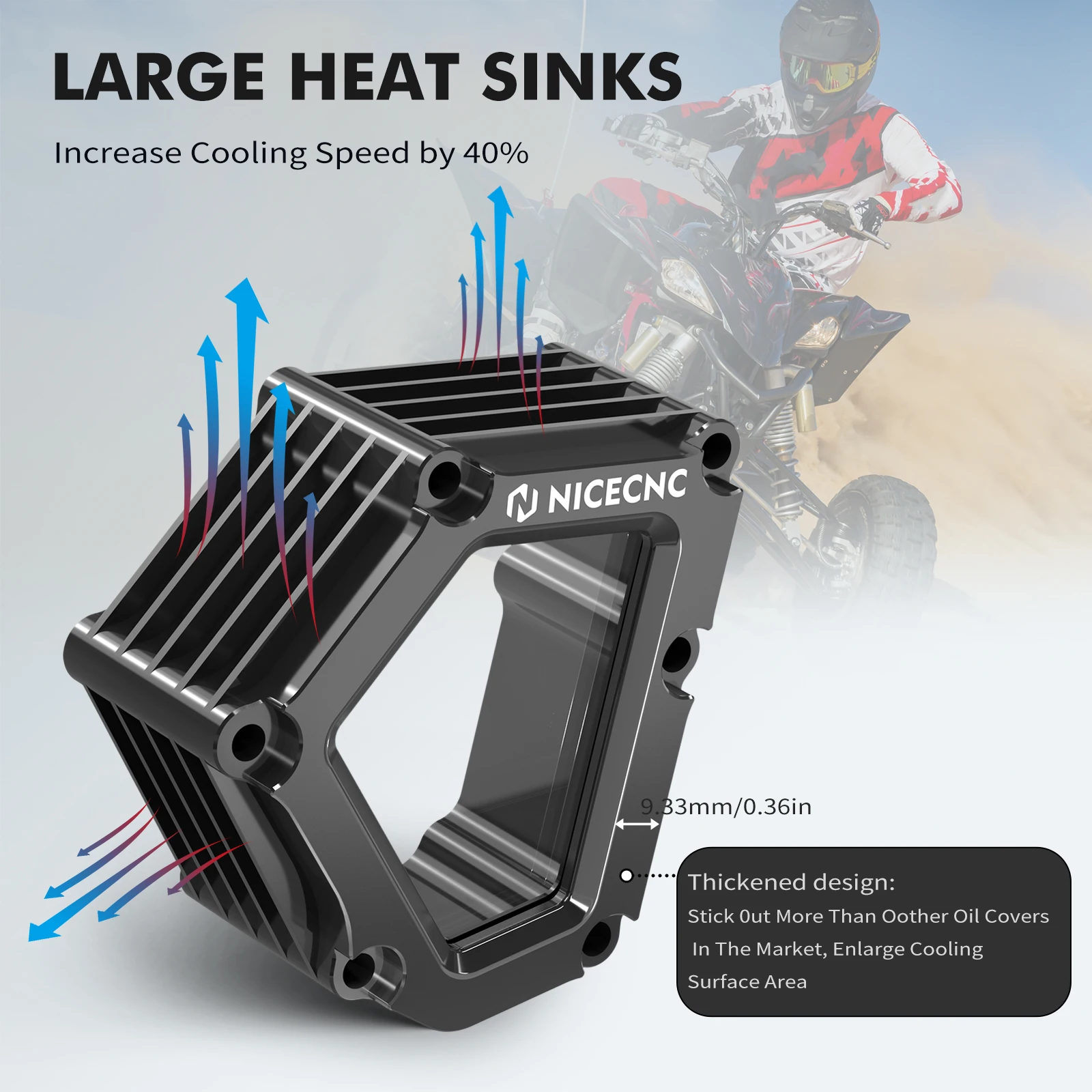 NICECNC For Yamaha YFZ450R RSE 2009-2023 Crankcase Guard Engine Cover Heat Dissipation Aluminum View Window ATV Accessories