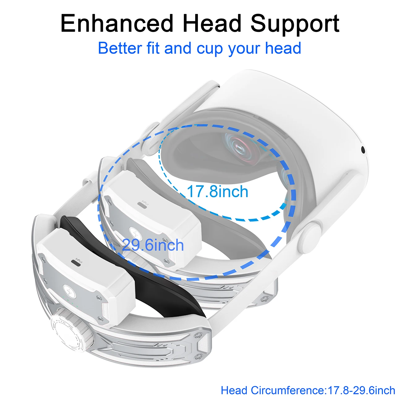 حزام رأس بطارية HUADAI T2 Pro متوافق مع بطارية Oculus Quest 2 Elite Halo بقدرة 5200 مللي أمبير في الساعة لملحقات Meta Quest2 VR