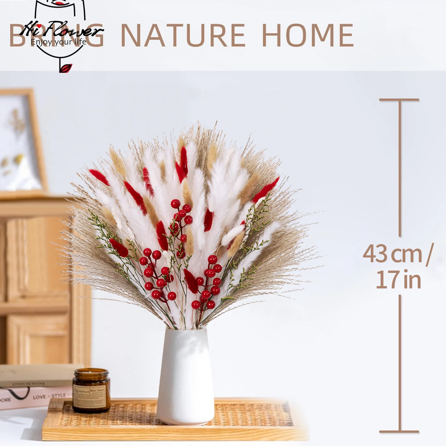 90pcs Dried Flowers Pampas Grass Bouquets Bunny Tail Grass Home Table Decor Artificial Plants Party Wedding Artificial Flowers