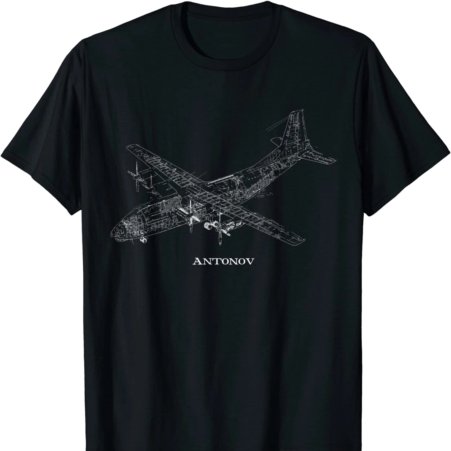 Antonov AN-12  Transport Aircraft Blueprint T-Shirt 100% Cotton O-Neck Summer Short Sleeve Casual Mens T-shirt Size S-3XL