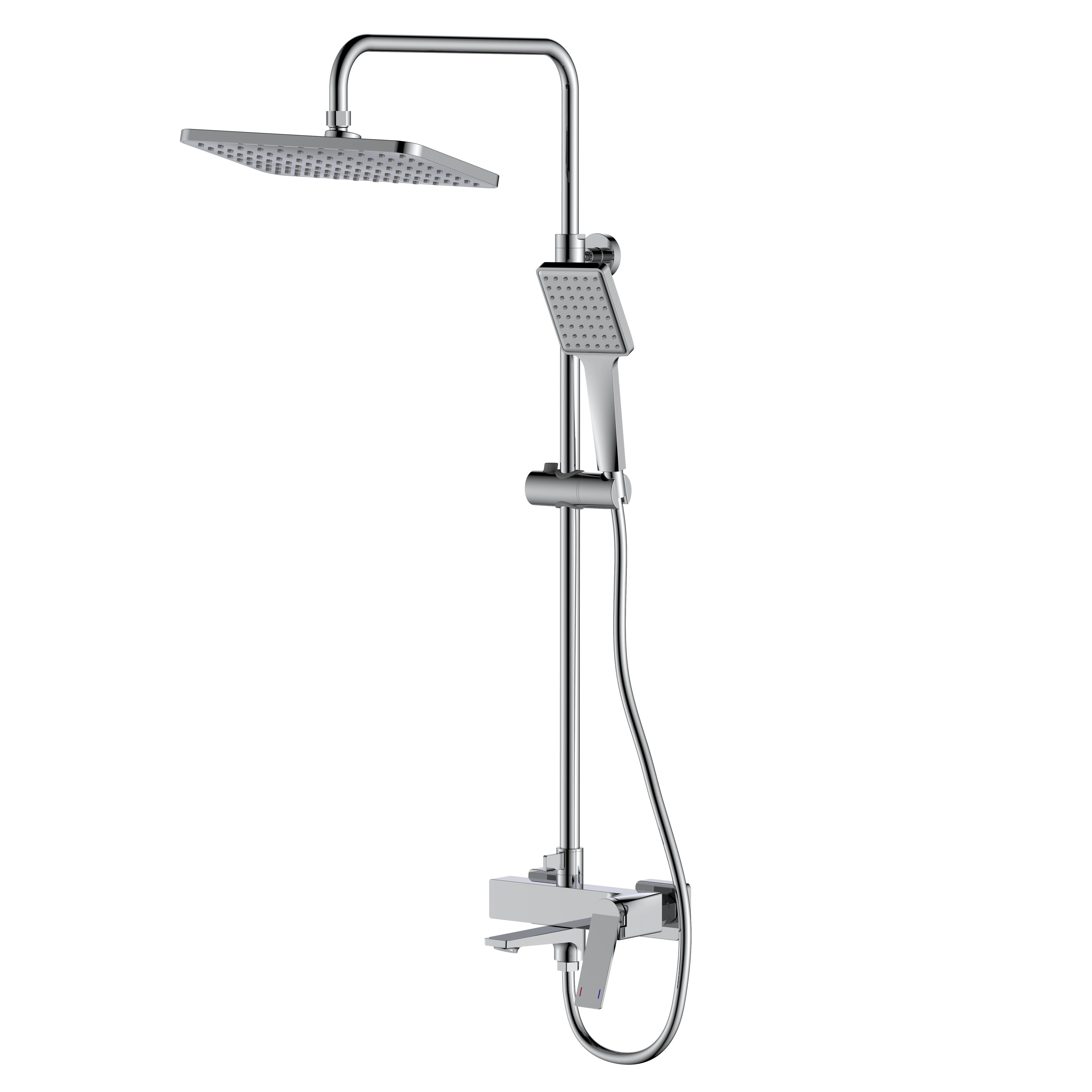 Modern Bathroom Shower Set Chrome Brass Bathtub Spout With Wall Panel Complete Shower Faucet System for Home Hotel