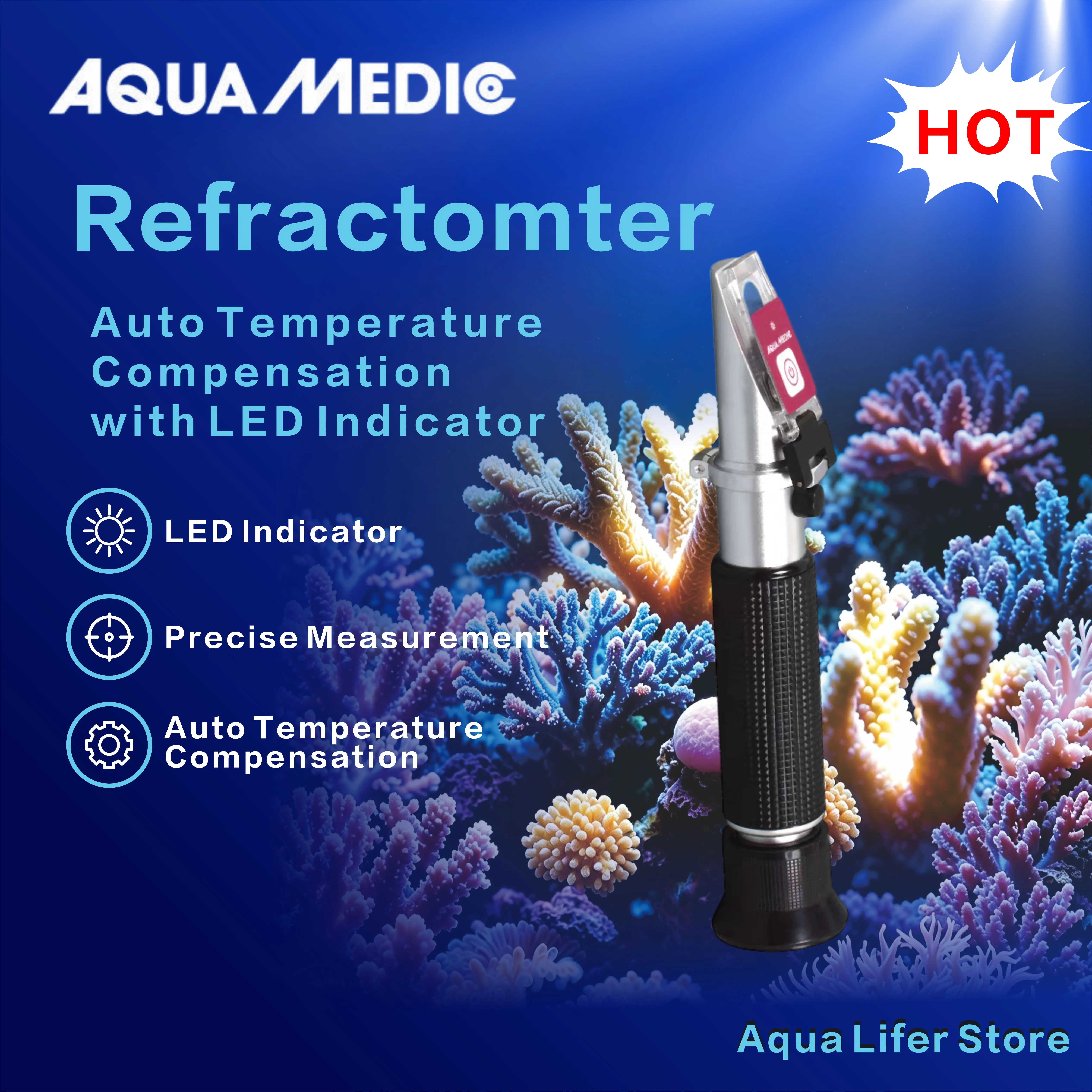 Aqua Medic seawater fish tank salinity meter with light temperature compensation precision salinity meter