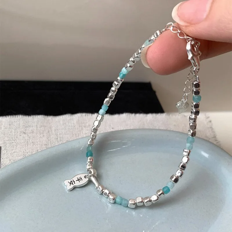 

925 Sterling Silver Bracelet For Women Fish Bead Crystal Temperament Sweet Romantic Bracelet Jewelry Party Gift Dropshipping