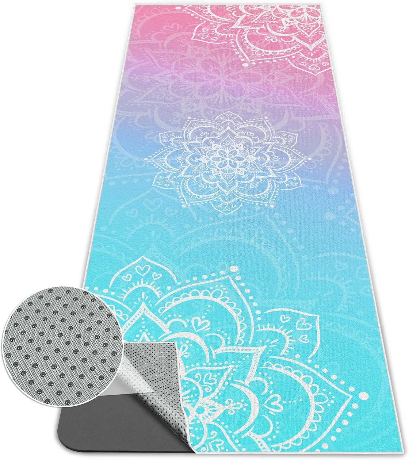

Yoga Towel for Hot Yoga Non Slip with Silicone Grips, Absorbent Quick Dry 72x27in Gradient Mandala