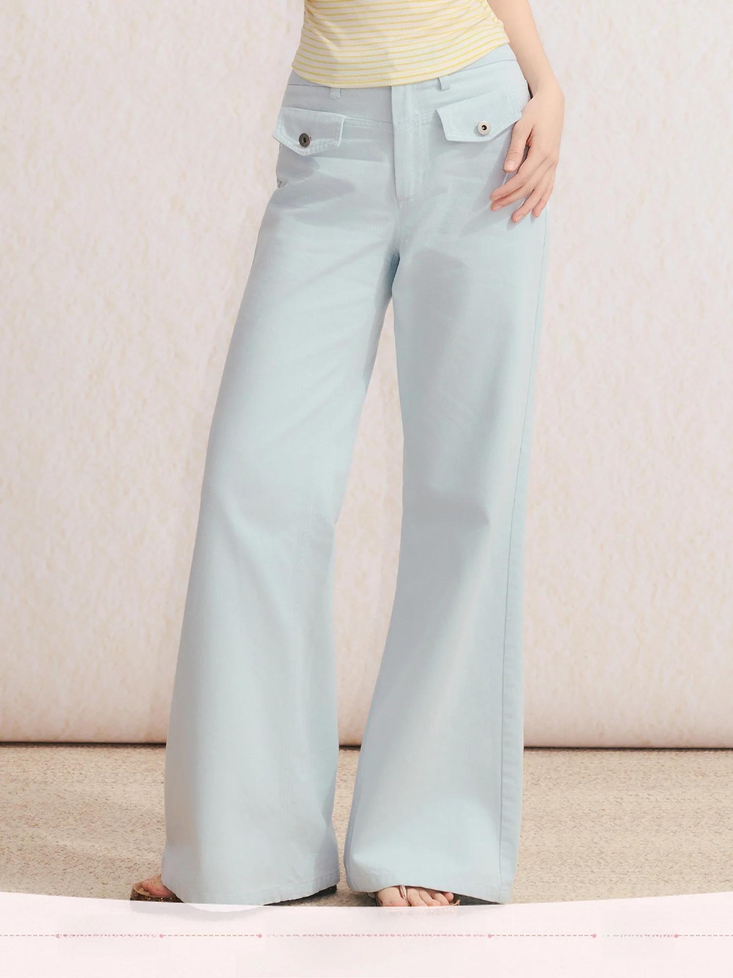 

High Waist Bell Bottom Denim Jeans Umoumo Holiday Cotton Straight Leg Pants Spring Summer Fashion Ladies Premium Jeans
