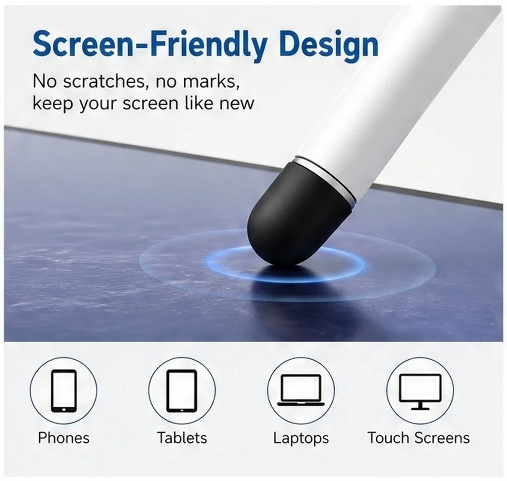 15Pcs Silicone Stylus Tip Replacements for Touchscreen Pens Quiet Scratch-Free Writing Extended Stylus on All