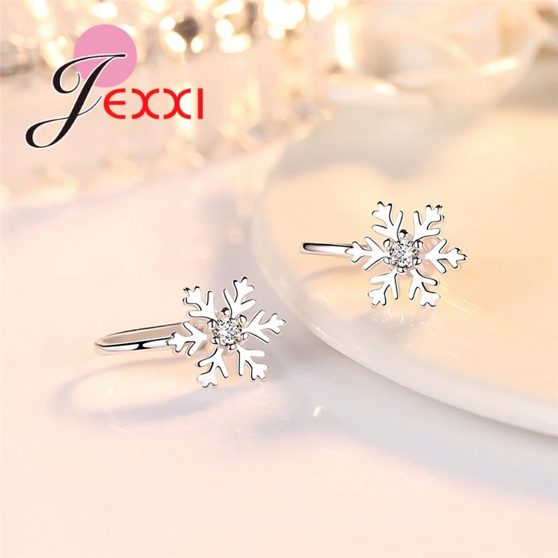 Fashion Snowflake Shape Ear Clip For Women Girl Female Sisters Top Quality 925 Sterling Silver Color Jewelry Earrings Wholesale