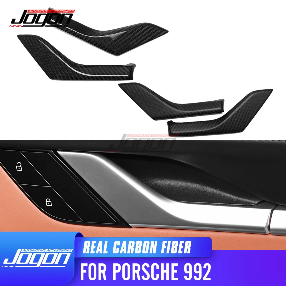 

For Porsche 911 992 GT3 RS Targa S 2020 2021 2022 2023 2024 Car Inner Door Handle Cover Protection Real Carbon Fiber Interiors