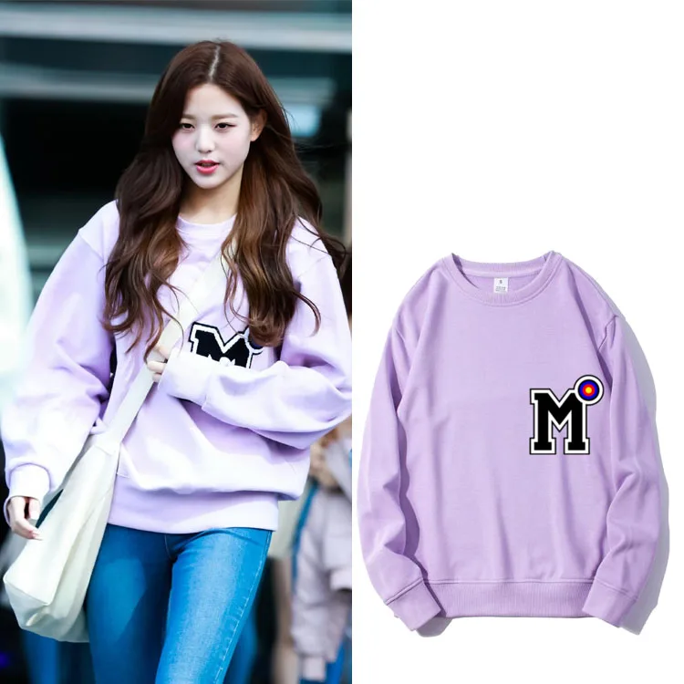 

Свободная толстовка с круглым вырезом в уличном стиле для студентов, весна-осень, хлопковая, модная, женская, IZONE up Zhang ng