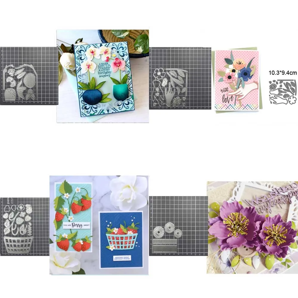 Blumen Erdbeer Metall schneiden stirbt Schablonen DIY Scrap booking Fotoalbum Papier karten Handwerk Prägung dekorative Vorlagen