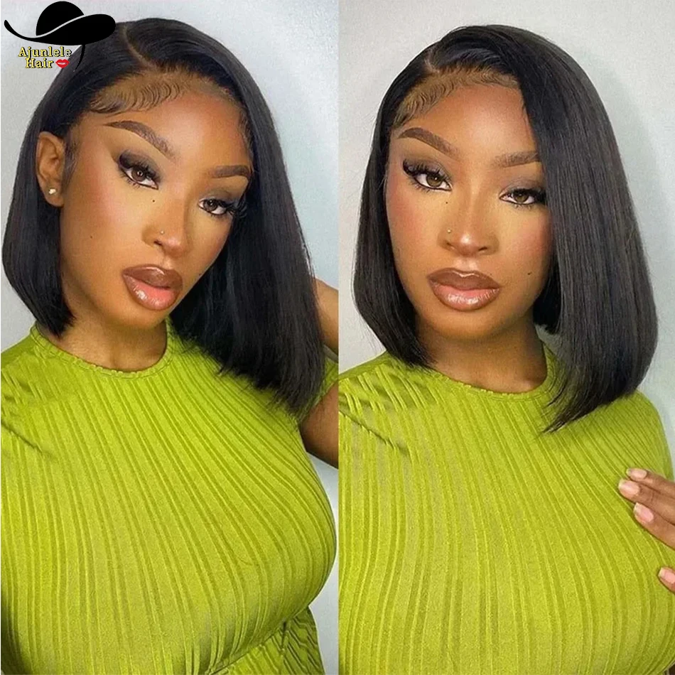 

12A Short Bob Wig Virgin Hair 13x4 Lace Frontal Wig Peruvian Hair Transparent HD Straight 4x4 Lace Closure Wig For Black Women