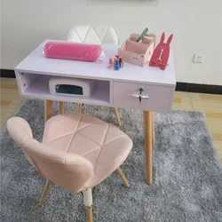 Cream Style Nail Tables Professional Reception Desks Wooden Fashion Tavolo Manicure Makeup Mesa De Manicura Salon Furniture LVNT