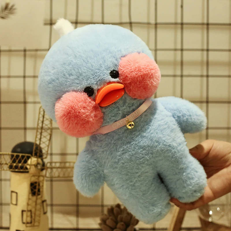 Lalafanfan Blue Duck Plush Toy Kawaii Stuffed Animals Creative Cartoon Doll With Accessories Birthday Gifts For Girls Children