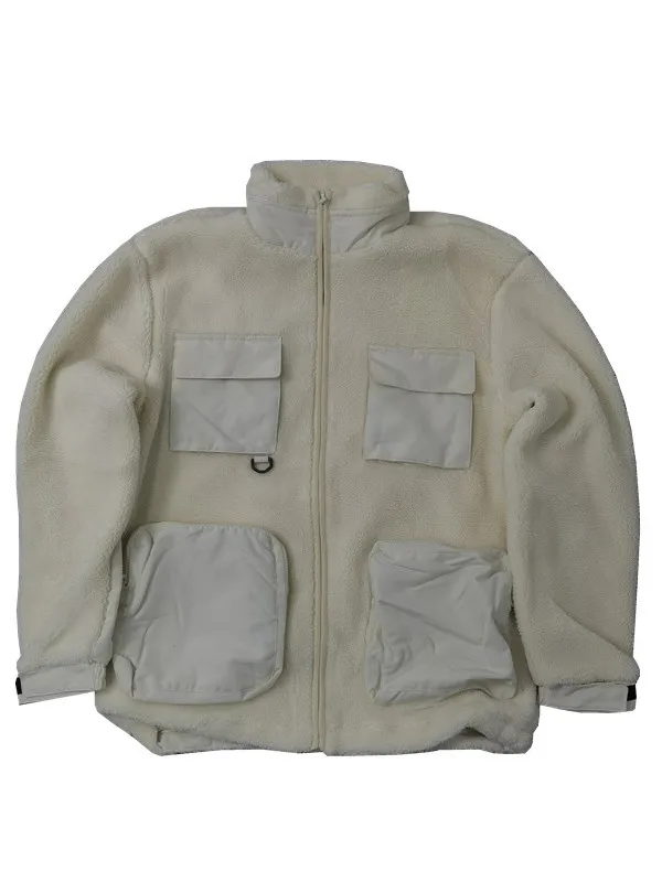 

Warm Fce Jaet Outerwear Loose Fit Zipper Stand Collar Youth Men's Thiened Long Sve Autumn Winter Coat Y424