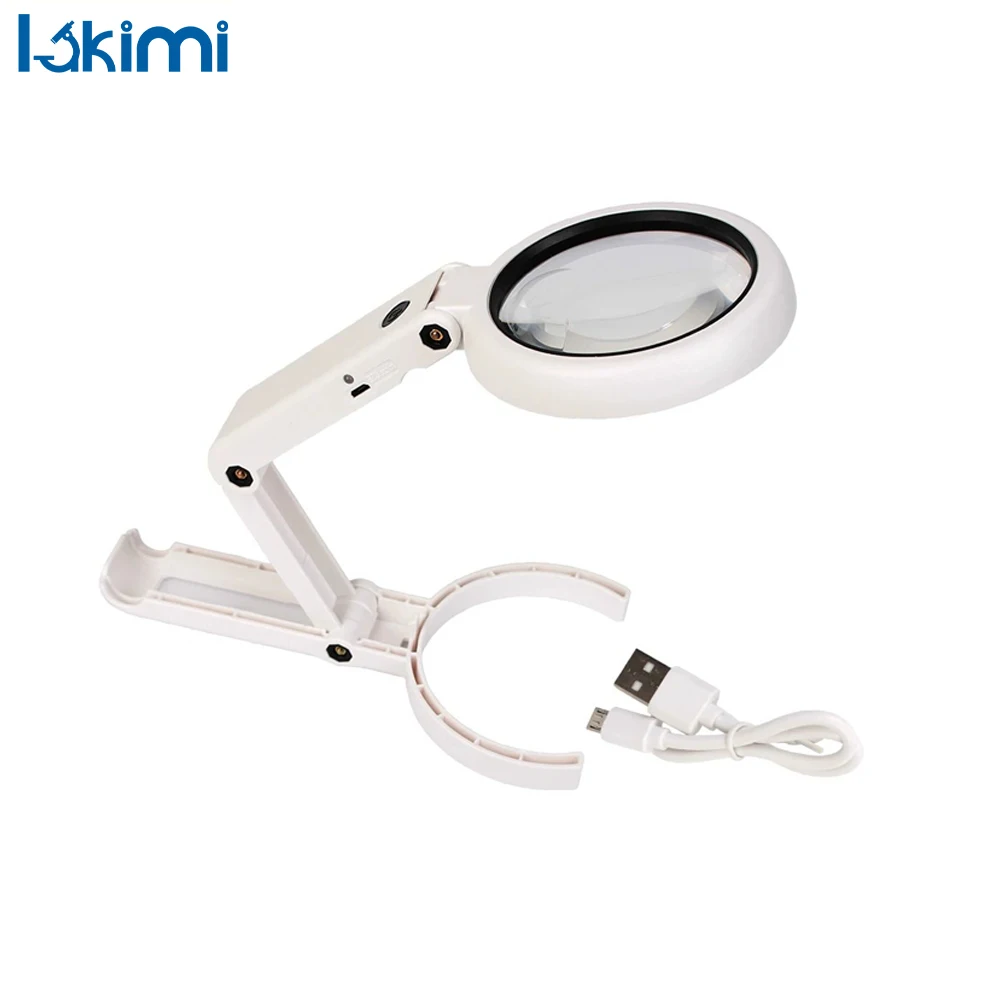 

Hand-held Foldable Portable Magnifying Glass 5x 11x with 8 LED Light for Jewelry Appraisal Reading Repair Stand Desk LK-AA281